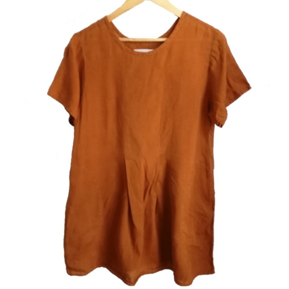 Flax Ocre Lagenlook Linen Dress